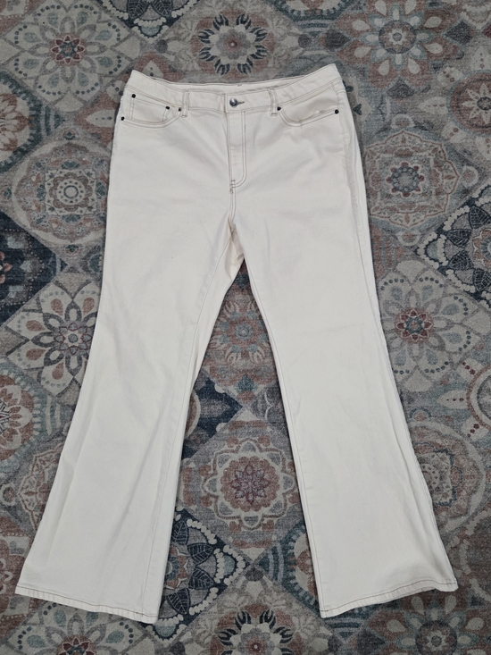 Future Collective Denim - Future Collective Cream High Rise Flared Jeans Boho Western Sporty 14
